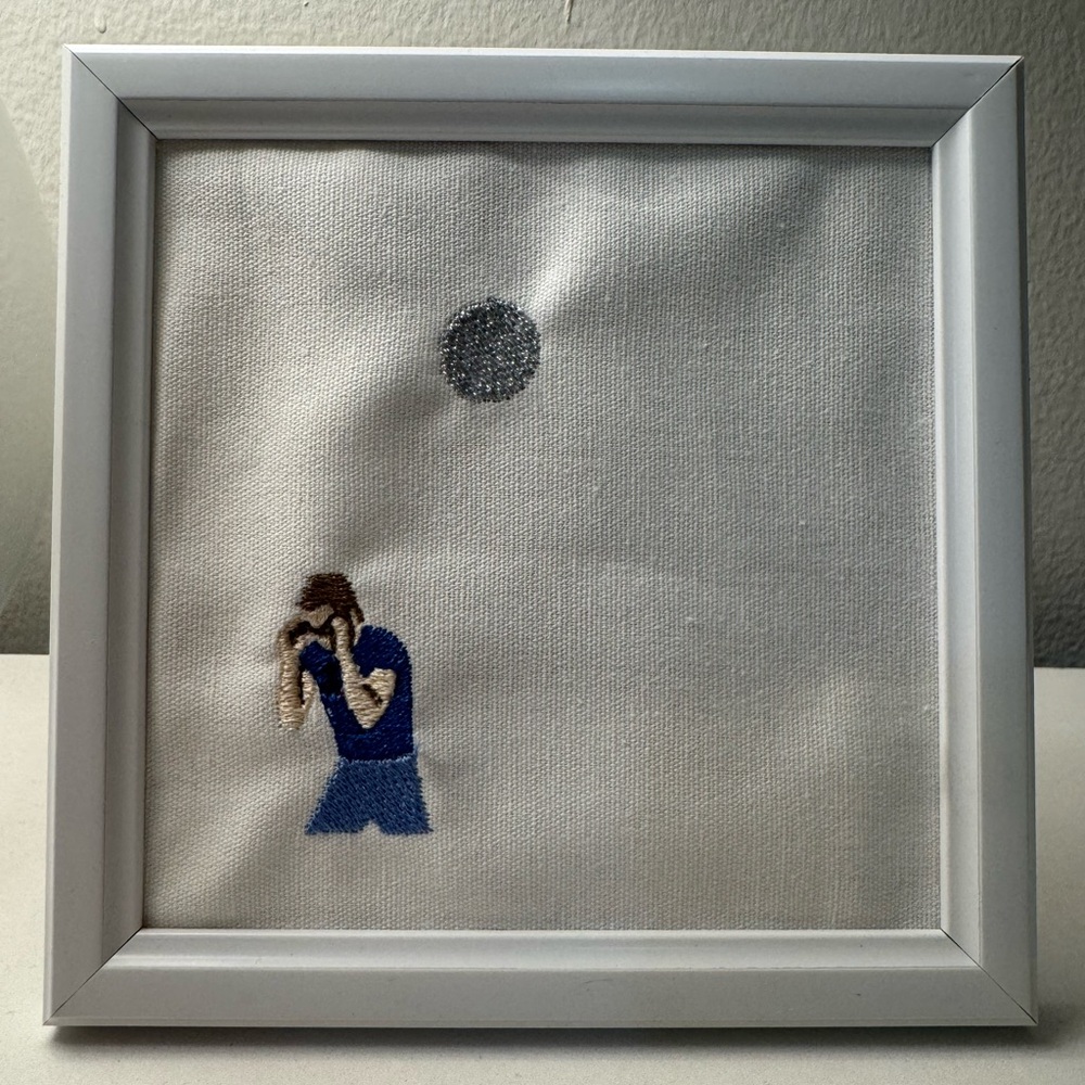 Handmade Kiss All The Time. Disco, Occasionally. Embroidered Photo